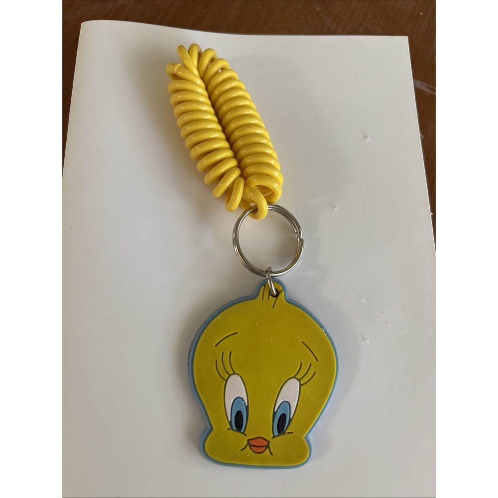 Tweety Bird Warner Brothers rubber vintage 1990s keychain w/ Yellow Bracelet